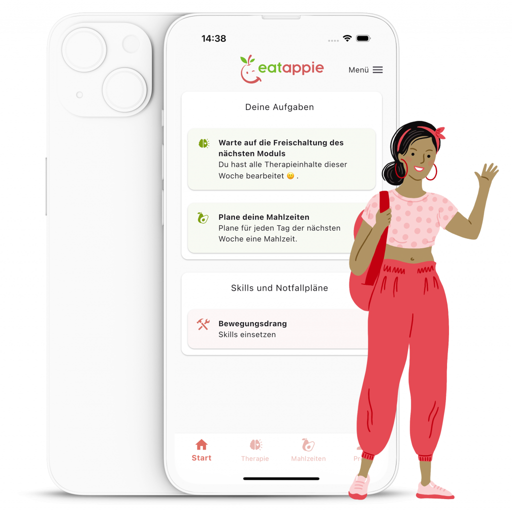 eatappie App auf einem Smartphone mit virtueller Therapiebegleiterin
